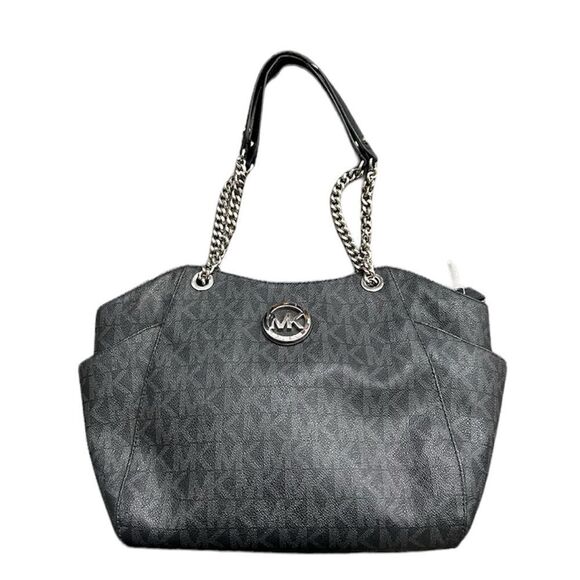 MICHAEL KORS Chain Signature Leather Jet Set Travel Shoulder Tote Bag Monogram - Picture 1 of 12